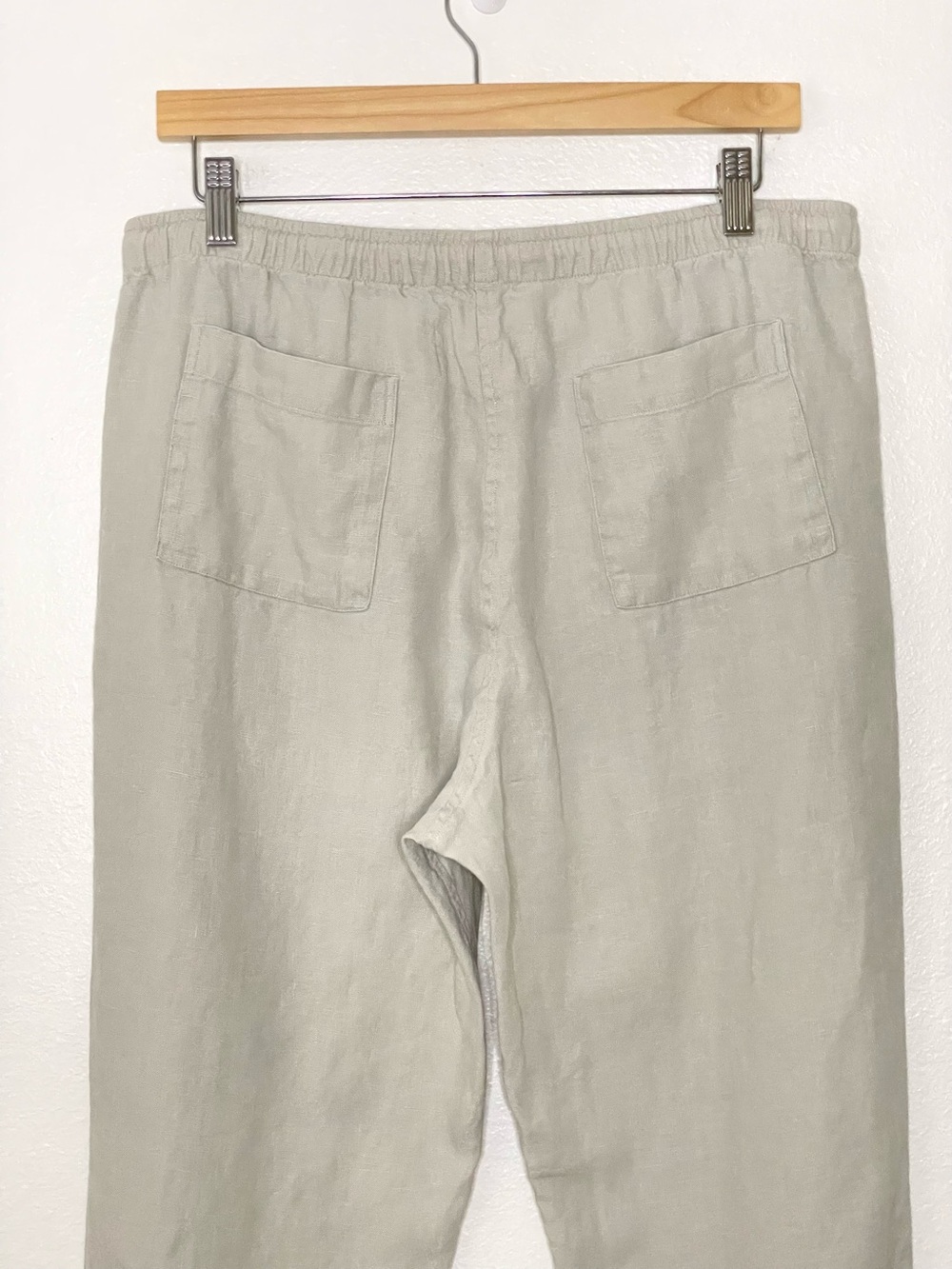 Alex Crane Bo Linen Pants Relaxed Drawstring Pull On Normandy Flax Bone Large - Picture 10 of 16